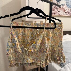 Floral Two-Piece Set in Yellow and Blue